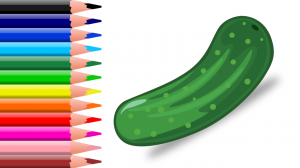 Рисую смешной зеленый огурец