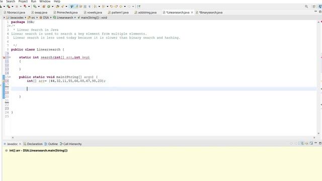 Linear search | data structures | java program