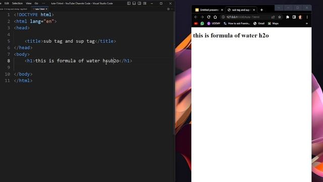 sup tag and sub tag in html|sup tag in html #youtube#htmlcss