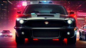 Красочный автомобиль на фоне ночного города