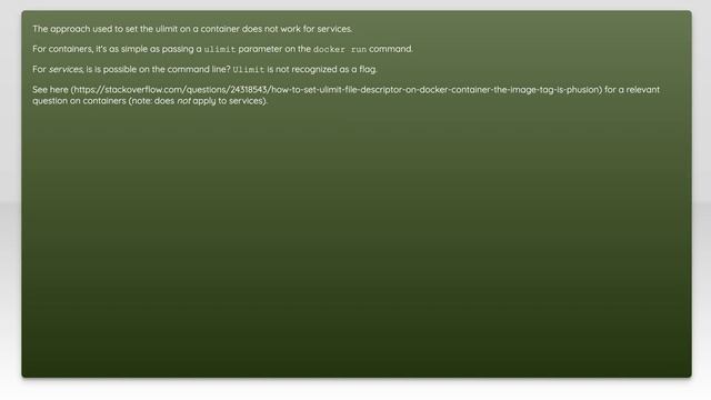 Docker service with ulimit смотреть онлайн