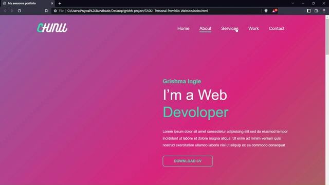 Build a Complete Personal Portfolio Website Using Only HTML And CSS | Code Clause Internship