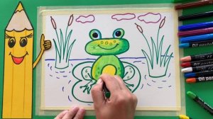 Забавная лягушка. Видеоурок Как нарисовать лягушку. Урок рисования для детей.