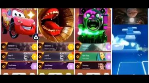 Tiles Hop Vs Choo Choo Charles vs Oddbods vs Bus Eater vs Lightning McQueen | Tiles Hop EDM Rush