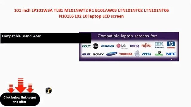 101 Inch LP101WSA TLB1 M101NWT2 R1 B101AW03 LTN101NT02 LTN101NT06 N101L6 L02 10 Laptop LCD Screen