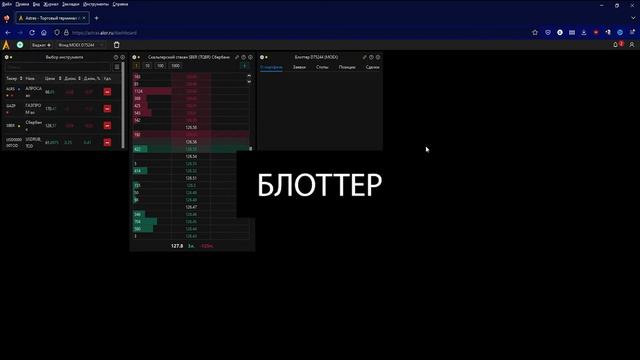 Виджеты торгового терминала ASTRAS