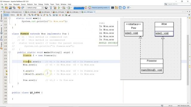 Static methods in a parent versus in an interface you implement.       (enthuware.ocajp.i.v8.2.1494