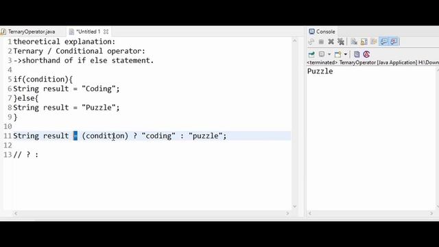 ? : Ternary Operator - Java - Usage and Explanation.