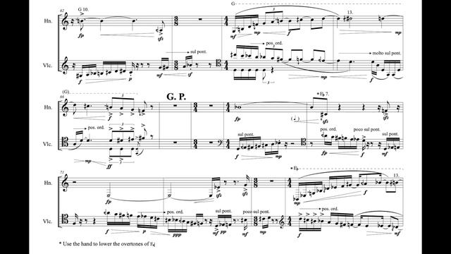 Dongryul Lee - Unsmeared, like a bodiless horn (2021) for horn and cello, with Score
