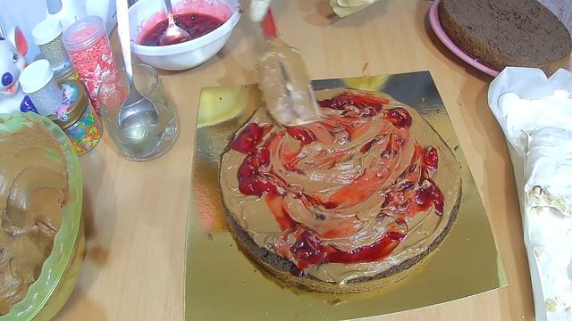 Шоколадный ТОРТ ИНЕЙ / Рецепт БЕЗЕ  с орехами / Торт КОРЗИНА с РОМАШКАМИ / МК Olya konditer