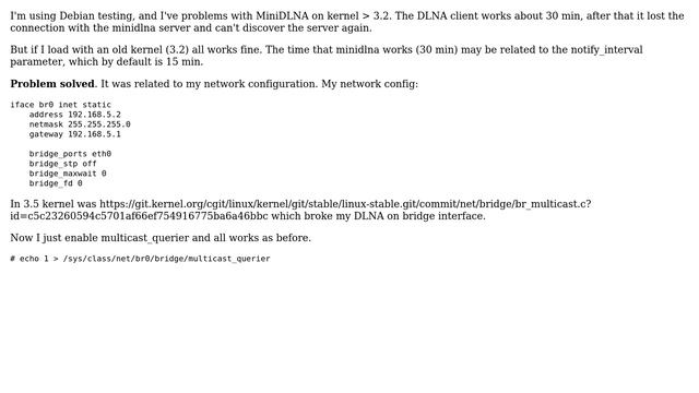 Unix & Linux: What changed between kernels 3.2 and 3.9 that affect MiniDLNA? смотреть онлайн