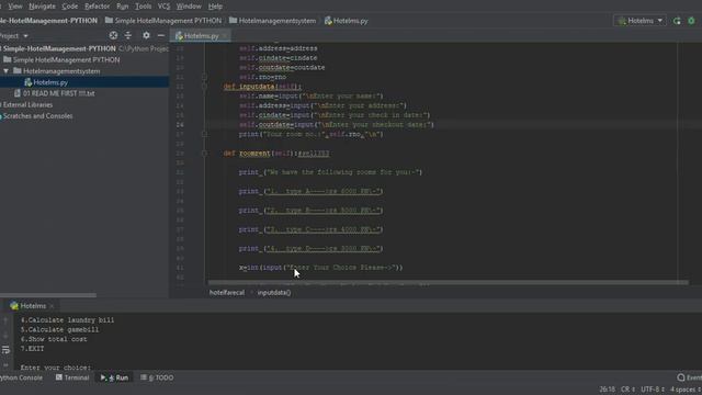 Hotel Management System in Python with Source code |Projecto.in