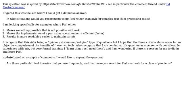 Unix & Linux: Is Perl ever a better tool than awk for text processing смотреть онлайн
