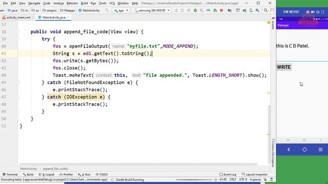 Basics of File Handling Append operations using IO Class in Android  Operating System (Part 3)