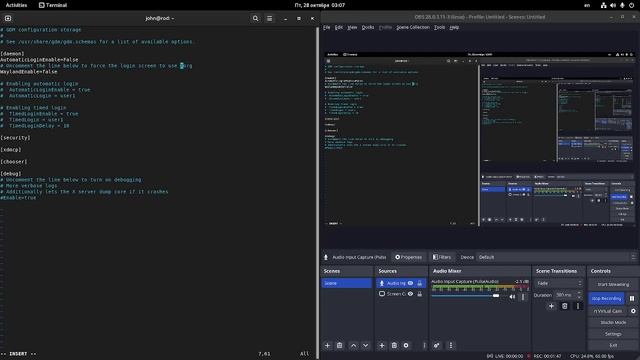 Obs Studio Debian черный экран при захвате экрана