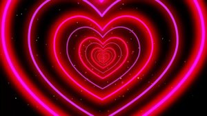 Double Neon Love Heart Tunnel Particles Background 1 hour | 4k 60fps Background Disco Pink