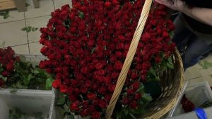 501 красная роза. Как собрать роскошную корзину роз