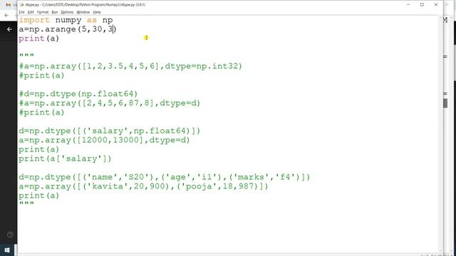 Python NumPy Part - 2 | NumPy dtype() | arange() | frombuffer() | fromiter()
