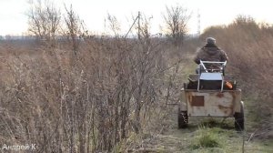 Мини-трактор из мотоблока с грузом