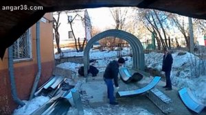 Разборный арочный быстровозводимый ангар. Бескаркасное строительство. Бескаркасные ангары.