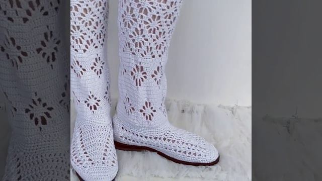 Ажурные летние сапожки крючком. Принимаем заказы на изготовление такой обуви. смотреть онлайн