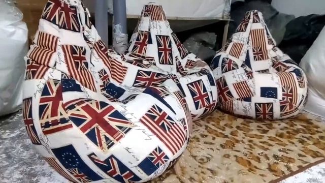 Кресло мешок груша Флаг, бескаркасная мебель, кресло пуф