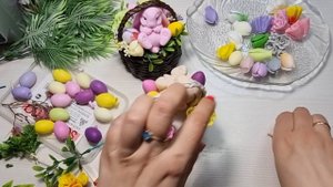 сборка пасхальной композиции в корзине из бумажный лозы. #мыловарение