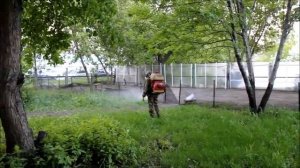 Частный детский сад. Обработка от клещей территории, прилегающей к  детской площадке.