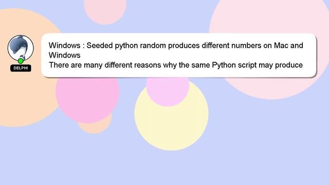 Windows : Seeded python random produces different numbers on Mac and Windows смотреть онлайн