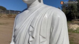 52" White Marble Meditating Gandhara Buddha Statue, www.lotussculpture.com