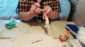 Ватная Игрушка Заяц Гусар  2ч. Одеваю ватную  игрушку.(кролика)