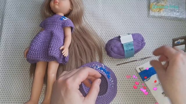 Вязание крючком/ Берет и платье для куклы/ Экспресс МК