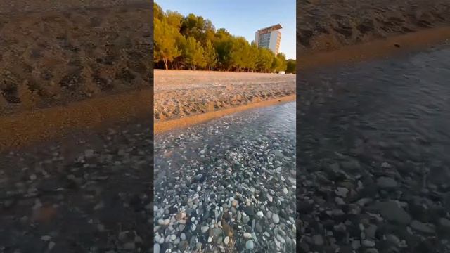 Абхазия, обстановка на пляже в Пицунде ранним утром на рассвете (середина августа, ЛЕТО-2024)