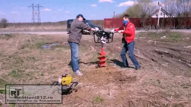 Бурение мотобуром ADA GrourdDrill 12   на глубину 1.5 метра шнеком 300мм