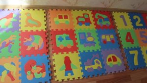 коврик пазл развивающий животные, транспорт, цифры мягкий пол для детей