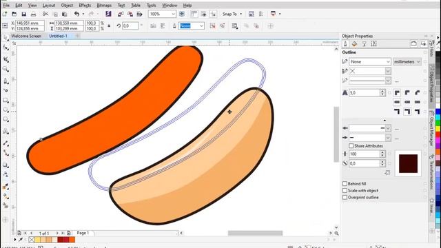 how to draw simple hotdog vector step by step in corel draw смотреть онлайн