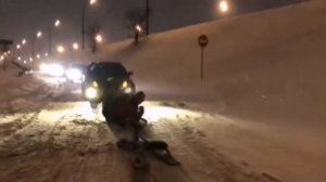 На снегокате по шоссе 100км/ч. Психи в городе. Дрифт