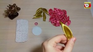 Повязка для волос с пышным цветком канзаши - МК, мастер класс (англ)