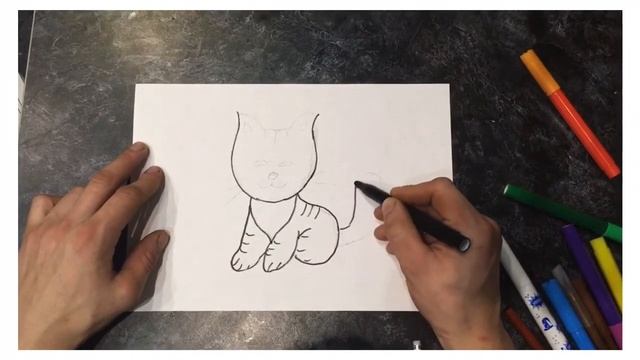 как нарисовать котёнка (рысь) смотреть онлайн