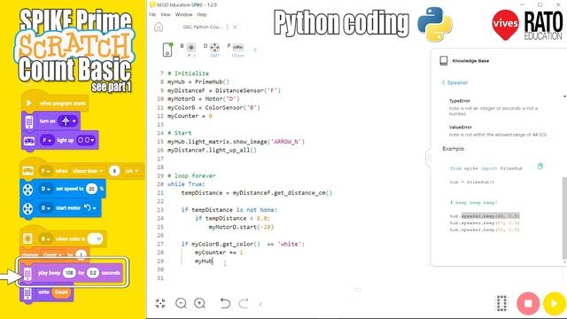 LEGO SPIKE Prime Small Ball Contraption - Part2 Python coding:  Learn how to count.