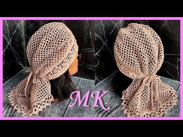 Косынка - повойник "Ассоль" крючком. МК 250 р.