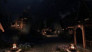 Relax under the Skyrim stars | Instrumental study music Cozy Cabins Fire Ambience Music 4K