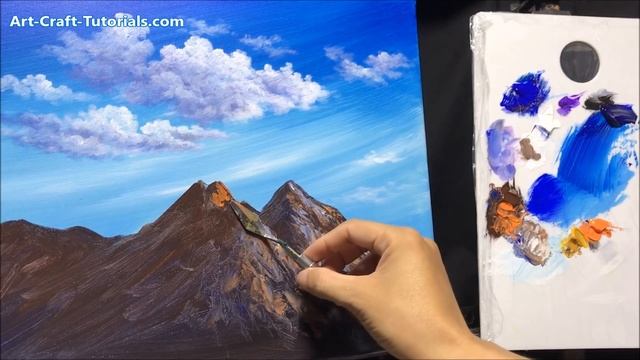 Simple Mountain with Blue Sky Acrylic Painting - Exercise lesson 2 смотреть онлайн