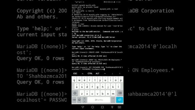 Python with Database(MariaDB) Connectivity Coding in Mobile by using Termux App.