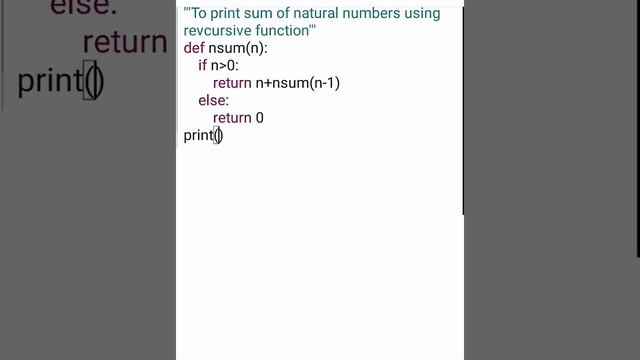 sum of natural number || Recursive functions|| python || Basics
