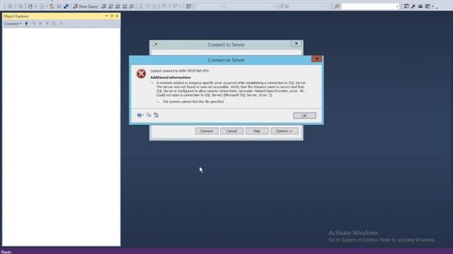Microsoft SQL Server Error 2: Can not connect to the. server instance