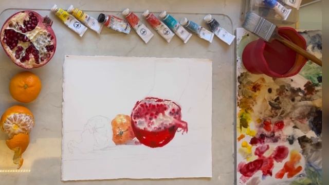 Натюрморт акварелью «Новогодний»