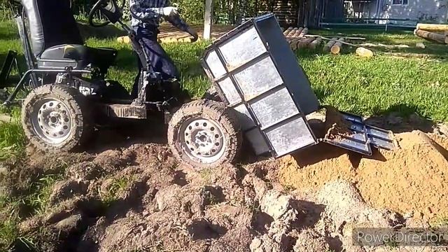 Перевозка песка. Минитрактором переломка 4×4 аналог т-16. смотреть онлайн