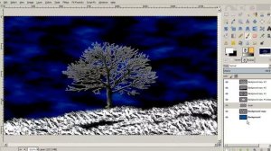 Winter Snow Tree Paint GIMP Digital Art Photoshop