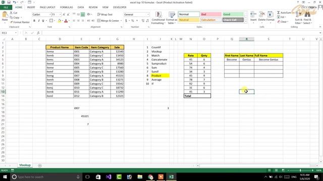 Top 10 excel formulas for Beginers must watch now  | Become Genius